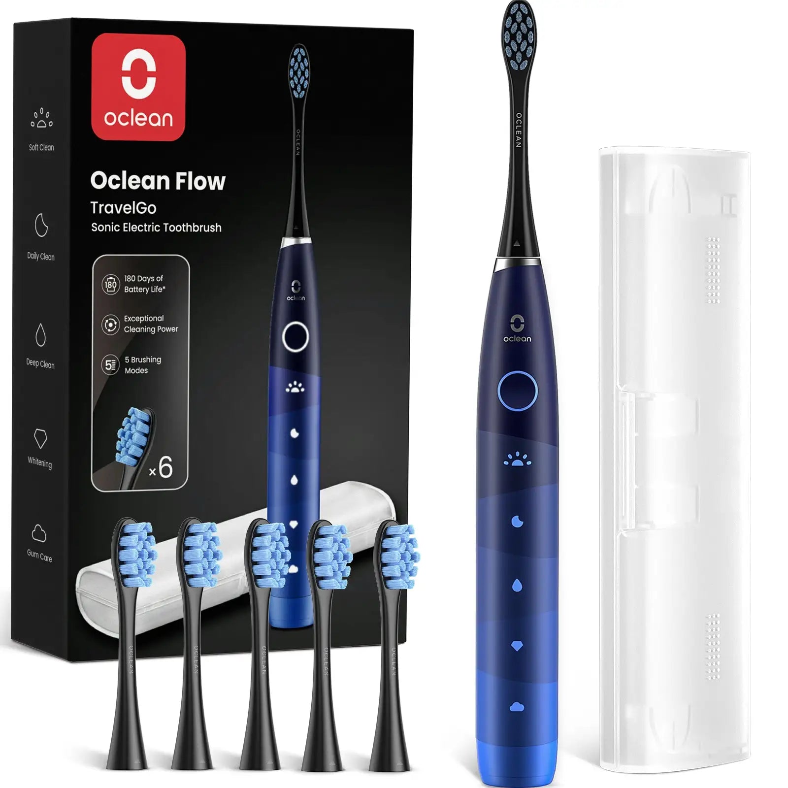 Oclean Flow TravelGo Set Periuță de dinți electrică sonică - albastru cu cutie